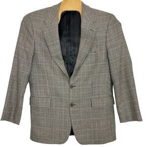 Vintage Ralph Lauren Wool Blazer Mens Size 42Tall 42T Black Plaid Made in Canada